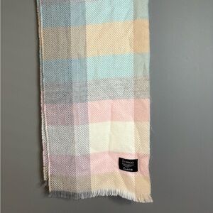 V.FRAAS Made in Germany plaid light pink/blue white scarf with fringe